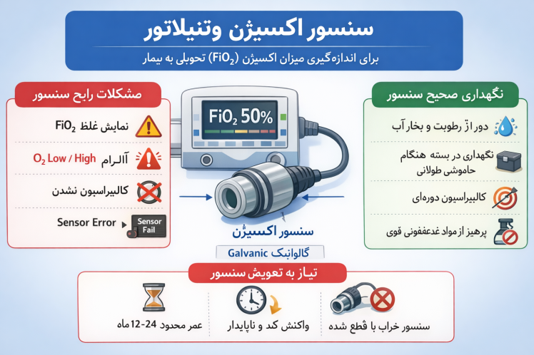 بررسی سنسور اکسیژن دستگاه ونتیلاتور و مشکلات و نگهداری آن